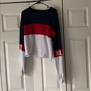 Navy, red, and white hollister sweater